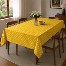 Freyja Home Su Geçirmez Duck Masa Örtüsü - 120X180 cm | Sarı Puantiye