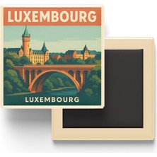 Belirtilmemiş Lüksemburg Lüksemburg - Adolphe Köprüsü - Baskılı Buzdolap Magneti Kare 9x9 cm