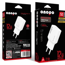 Belirtilmemiş Onopo S2 12W 2.4A USB Şarj Adaptörü, Akıllı Koruma Sistemi, Kompakt Taşınabilir Tasarım – Telefo