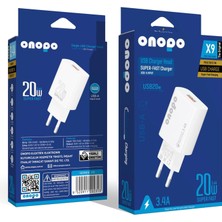 Belirtilmemiş Onopo 3.4A USB Girişli Hızlı Şarj Adaptörü - X9 | Beyaz, 9V/1.67A 5V/3.4A Çıkışlı Şarj Başlığı