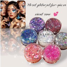 Belirtilmemiş Glitter Jel Far Simli Jel Far Set Parlak Glitter Göz Farı Vücut Saç Simi