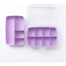 Belirtilmemiş Orret Kilitli Organizer Kutu Şeffaf Kapaklı 2 Katlı Çok Bölmeli Takı Kutusu Kozmetik Organizer