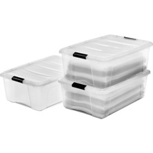 Belirtilmemiş Iris Ohyama, Kutular, Plastik Saklama Düzenleyici, 3'lü Paket, 3 x 30 L, Sabit, Klipsler, Istiflene