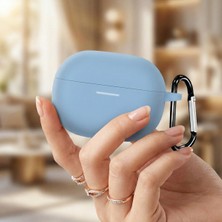 Caseonn Xiaomi Redmi Buds 8 Kılıf Askı Aparatlı Mat Silikon Mavi