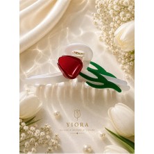 Yiora Premium Seri Lüks Asetat Lale Kaydırmaz Mandal Toka
