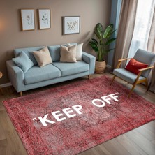 Belirtilmemiş Latte Dizayn Kırmızı Keep Off Eskitme Şönil Pamuk Tabanlı Yıkanabilir Kaymaz Antibakteriyel Salon H