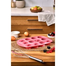 Empressco Pembe Silikon Muffin Kalıbı, Güçlü ve Esnek, Lezzetli Kekler Için Ideal