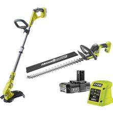 Belirtilmemiş Ryobi V One+ Akülü Motorlu Tırpan Akülü Çalı Budama Makası Kombo Kit RY18LT18HTA-120 (Ayarlan