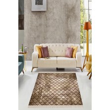 Belirtilmemiş Pelangi Kahverengi Geometrik Desenli Halı, Kahverengi 100 x 200