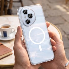 Caseonn Honor 400 Pro Kılıf Magsafe Özellikli Sararmaz Kristal Sert Kapak Şeffaf