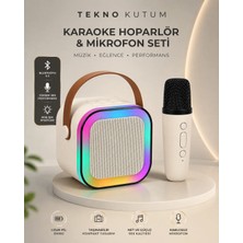 teknokutum Bluetooth Mikrofonlu Karaoke Hoparlör Seti Rgb LED Işıklı Taşınabilir Müzik Bombası