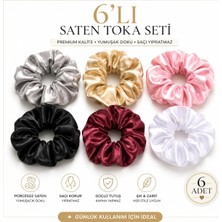 Belirtilmemiş Saten Saç Tokası, 6'lı Set, Bordo, Beyaz, Siyah, Gold, Pembe, Gümüş, Saç Yolmaz, Iz Yapmaz