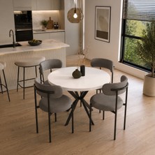 Orida Home Aura 4 Kişilik Mutfak Masa Takımı 90*90 Beyaz Antrasit
