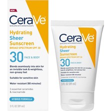Belirtilmemiş Yüz Vücut Için Nemlendirici Şeffaf Güneş Koruyucu Spf 30 | Çinko Oksitli, Hyaluronik Asit
