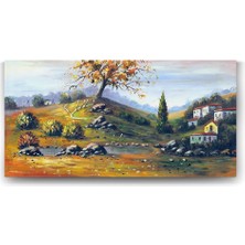 Belirtilmemiş Köy Manzarası Tablosu - 120X60CM
