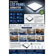 Lenay Sıva Üstü LED Panel 42W Dekoratif Armatür Siyah(Beyaz Işık 6500K) 43X43