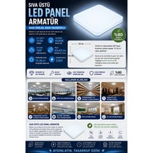 Leday Sıva Üstü LED Panel 42W Dekoratif Armatür Düz(Beyaz Işık 6500K) 43X43