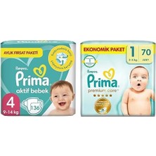 Belirtilmemiş Bebek Bezi Aktif Bebek 4 Numara 136 Adet Aylık Fırsat Paketi & Bebek Bezi Care