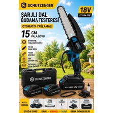 SCHUTZENGER RN678 Şarjlı Zinçirli Dal Budama  Testeresi Otomatik Yağlamalı 15CM  Yedek Zinçirli Mavi C7 Kalite