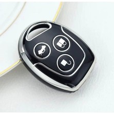 Keyron Ford Focus 2, Fiesta Uyumlu 3 Düğmeli Silikon Anahtar Koruma Kılıfı – Siyah Gümüş