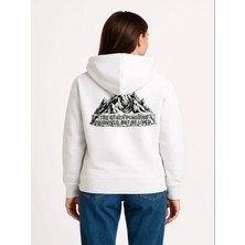 Efnaz Style Nihilist Penguen Temalı Oversize Kapüşonlu Sweatshirt - Beyaz