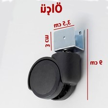 Esranın Dünyası Dayanıklı Metal Gövdeli 4'lü Koltuk Tekeri Seti, Siyah
