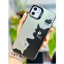 HBMB Store Iphone 11 ile Uyumlu (12 Görünümlü) Köşeli Parmak Izi Bırakmaz Baskılı Metalik Electro Silikon Kılıf