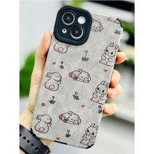 HBMB Store Iphone 13 ve 14 ile Uyumlu Kaplama Tavşanlar Tasarımlı Esnek Silikon Kılıf