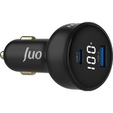 Juo 100W Ekranlı Type-C + Usb-A Araç Şarj Aleti iPhone & Android & Araç Içi Şarj Cihazı