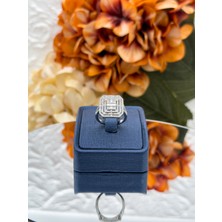 Livora Jewelry 925 Ayar Gümüş Pırlanta Montür Katmanlı Iri Boy Baget Kadın Yüzük