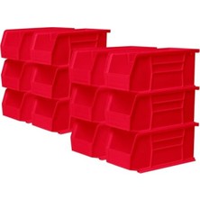Esranın Dünyası Kırmızı Plastik Saklama Kabı 27,9 x 12,7 cm - 12 Adet Istiflenebilir