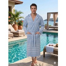Sundoku Home Kapşonlu Peştemal Bornozu %100 Pamuk Unisex Bedenli Bornoz