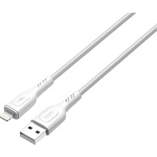 HBMB Store Knıt 2A Çıkış, Usb-A To Lightning Şarj ve Data Aktarım Kablosu, Örgü Tasarım, 1 Metre, Beyaz