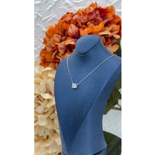 Livora Jewelry 925 Ayar Gümüş Zirkon Taşlı Pırlanta Montür Tektaş Kadın Kolye