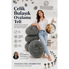 Transformacion Paslanmaz Çelik Bulaşık Ovalama Teli 4'lü Set - Mutfak, Banyo ve Izgara Için Paslanmaz Metal Sünger Zorlu Yağ ve Kir Sökücü 723353
