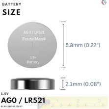 HBMB Store Poundmax 10 Adet Ag0 (LR521,LR63,379) 1.5V Alkalin Düğme Pil