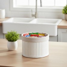 Esranın Dünyası Bambu Organizer – Beyaz Çıtalı Çok Amaçlı Saklama Sepeti (18X13 Cm)