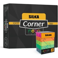 Silka “corner Neon Silgi” 5 Renk 10’lu Paket 30’lu Stand
