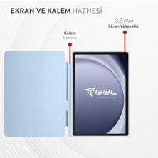 HBMB Store Apple iPad ile Uyumlu Kalem Bölmeli Trifolding Cover Tablet Kılıf Katlanabilir Standlı Otomatik Uyku Modlu Darbe Emici Ince Tasarım (Mavi, iPad 12.9 Air 13 2024/2025)