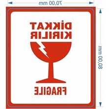 Esranın Dünyası Kırılır Uyarı Etiketi - 70MM x 80MM, 250 Adet