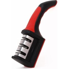 HBMB Store 3 Aşamalı Profesyonel Bıçak Bileyici, Ergonomik Tutma Saplı, Siyah-Kırmızı