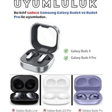 HBMB Store Galaxy Buds4 ve Buds4 Pro Uyumlu Güvenlik Kilitli Telefon Standı Fonksiyonlu Premium Kulaklık Kılıfı (Beyaz)