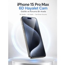 HBMB Store Ekran Koruyucu, iPhone 15 Pro Max ile Uyumlu, 6d Hayalet Kırılmaz Cam, 9h Sertlik, Şeffaf, Temperli Cam