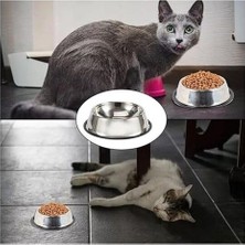 Esranın Dünyası 300 ml Paslanmaz Çelik Kedi Mama ve Su Kabı, Kaymaz Tabanlı