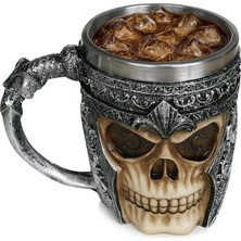 HBMB Store Birinci Sınıf 3D Kuru Kafa Fincan Paslanmaz Çelik Kahve, Çay, Cappuccino, Bira Gibi Içecekler Için I Viking Skull Head Kupası Iskelet Kafatası Tasarımlı Görünüm (1)