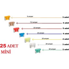Fuse (25 Adet) Japon Araçlar Için Mini Bıçak Sigorta Alçak Profil / Yassı 5A 7.5A 10A 15A 20A 25A 30A Micro, Mikro