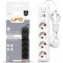 HBMB Store Yeni 4lü Akım Korumalı Grup Priz 1,5 Metre Bakır Kablolu, 5V 2,4A USB ve Type-C ile Şarj, Anahtarlı Topraklı Priz, Sürekli Koruma, 16A 250V, Max 3500W Aşırı Yük Koruması, 1,5m. Beyaz Renk
