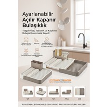 Açılır-Kapanır Bulaşıklık - Bulaşık Durulama Sepeti Tabaklık Bulaşık Kurutmalık Latte 721706