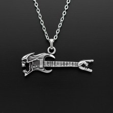 Alooya Kuru Kafa Elektro Gitar Gümüş Kaplama Düz Zincir Kolye