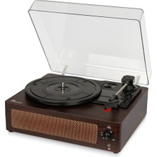 Fomix FM-108 Pikap Plak Çalar Hoparlör ve Bluetooth Kitli Koyu Kahverengi